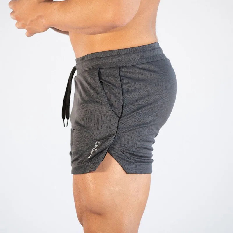 Mens Gym Training Shorts Men Sports Casual Clothing Fitness Workout Running Grid Quick-Drying Compression Shorts Athletics