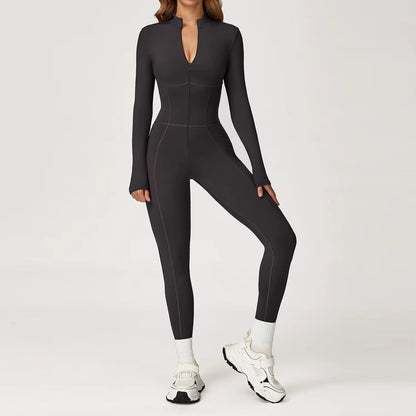 Velvet Yoga Jumpsuit Fitness Set Sports Jumpsuits Gym Clothing Set Long-Sleeved Warm Bodysuit Women Outfit Push-Up Activewear