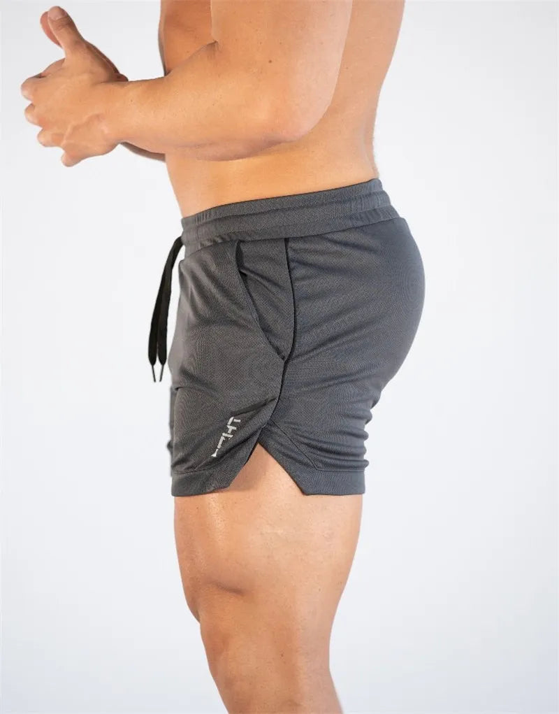 Mens Gym Training Shorts Men Sports Casual Clothing Fitness Workout Running Grid Quick-Drying Compression Shorts Athletics