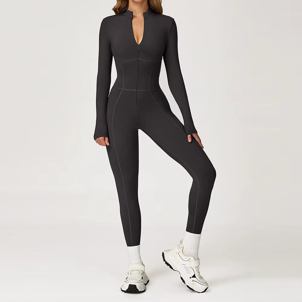 Velvet Yoga Jumpsuit Fitness Set Sports Jumpsuits Gym Clothing Set Long-Sleeved Warm Bodysuit Women Outfit Push-Up Activewear
